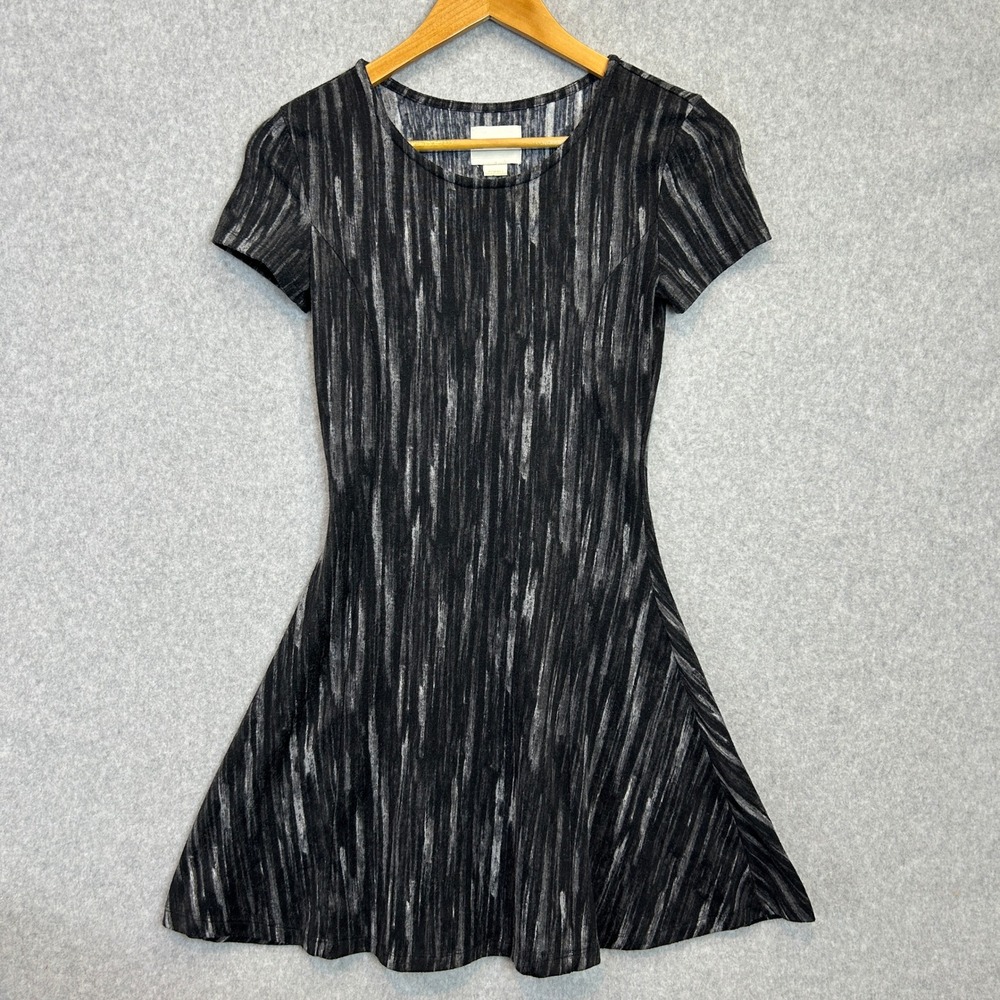Maeve Skater Dress Mod Black White Watercolor Fit and Flare Minimalist Size XS